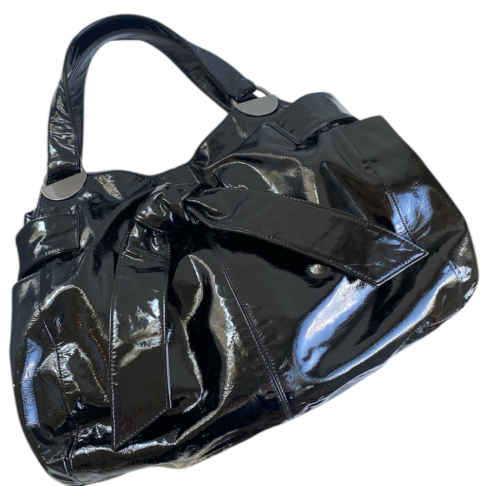 Kooba Elisha patent leather hobo style shoulder bag.